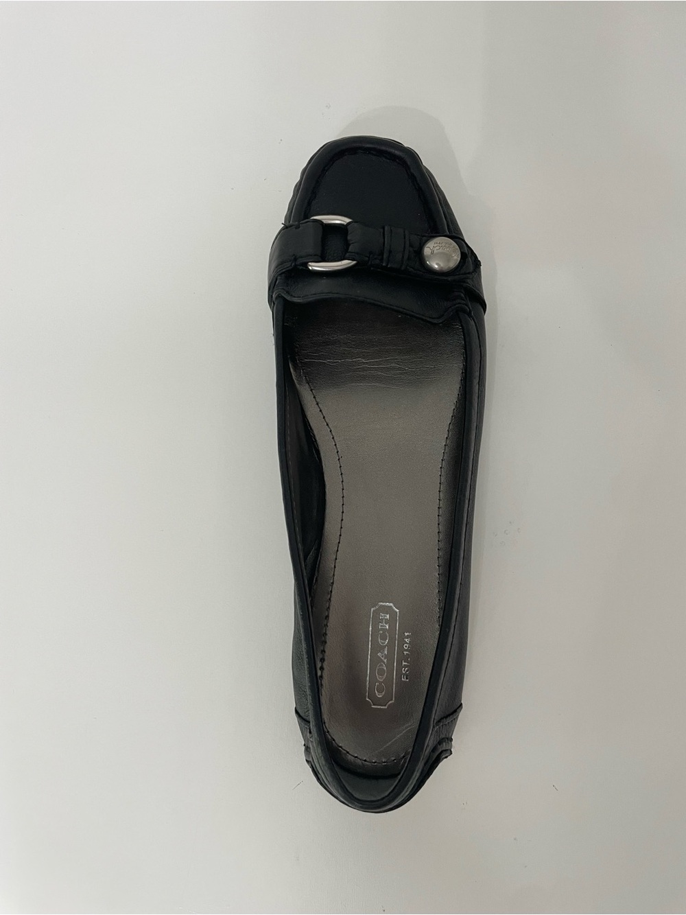 Coach Black Leather SINGLE RIGHT Amputee Ballet Flat Loafer Quiet Luxury Size 8